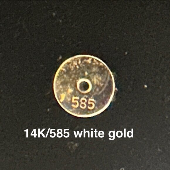 14K White Gold Emerald Diamond Stud Earrings | Art Deco Style | 585 Marked - Picture 7 of 16